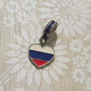 Pandora Sterling Silver Russian Flag Heart Bead Charm